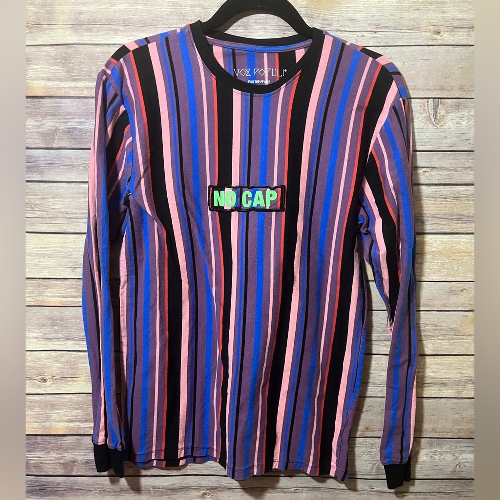 ⭐️ Vox Populi For The People Men's Color Stripe No Cap Long Sleeve Shirt Med B1
